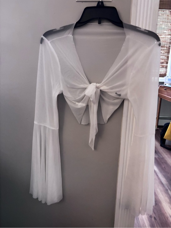 Tops - Sheer Tie-Front Top - White